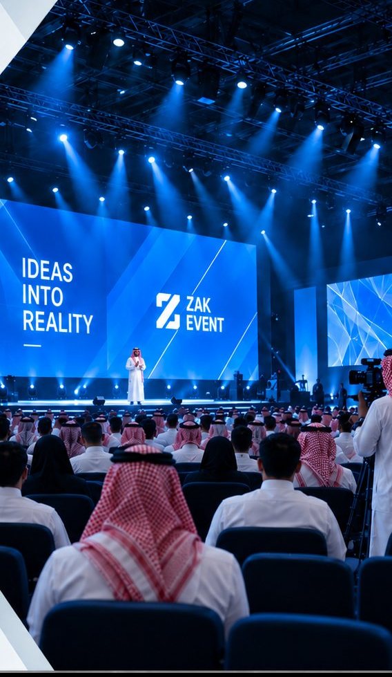 Speaker on a conference stage in front of a full audience